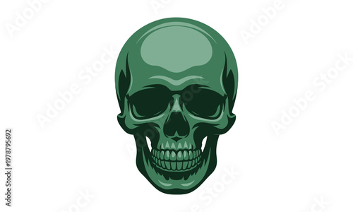 Green skull icon isolated on white background for designs and concepts