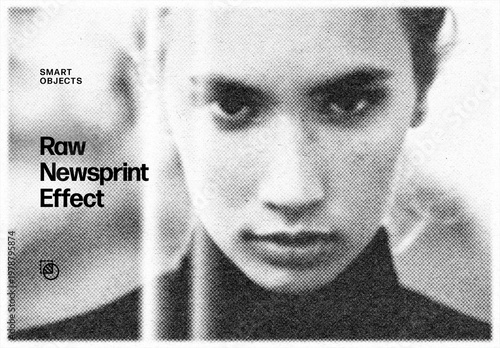 Raw Newsprint Photo Effect Mockup