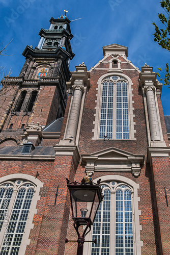 Renaissance style Western Church (Westerkerk, 1620 - 1631) - Dutch Protestant church. It stands on edge of Amsterdam’s Jordaan district, on Prinsengracht (Prince's Canal). Amsterdam, The Netherlands.
