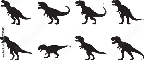 silhouette Tyrannosaurus Rex 8 isolated vector illustration with out background