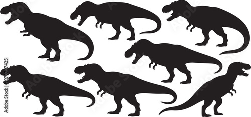 silhouette Tyrannosaurus Rex 8 isolated vector illustration with out background
