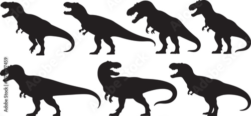 silhouette Tyrannosaurus Rex 8 isolated vector illustration with out background