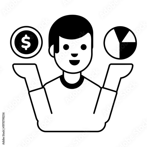 A glyph style icon representing investor engagement