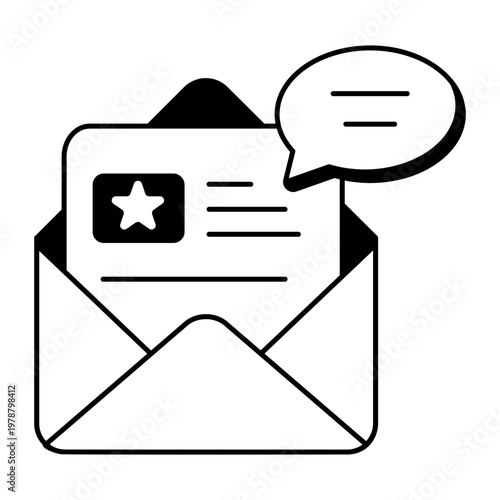 Icon showing email designed in Glyph style