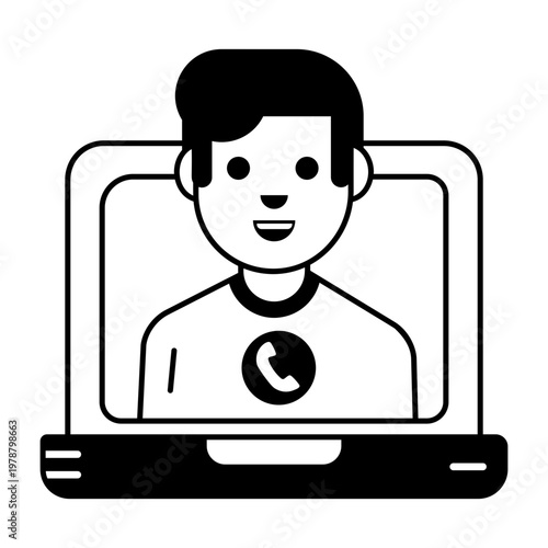 A glyph style icon showing online communication channels