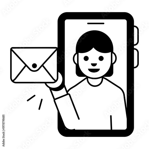 A glyph style icon showing mailing service