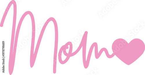 Mom typography clip art design on plain white transparent isolated background for sign, card, shirt, hoodie, sweatshirt, apparel, tag, mug, icon, poster or badge
