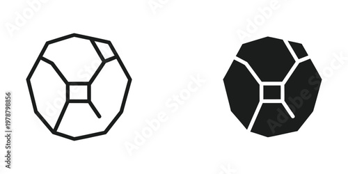 Geometric representation of a truncated octahedron in wireframe and solid forms