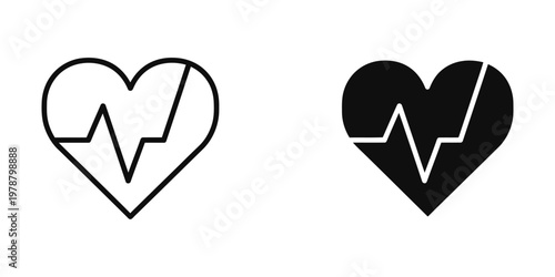 Contrasting heart shapes with electrocardiogram lines representing health and medical care