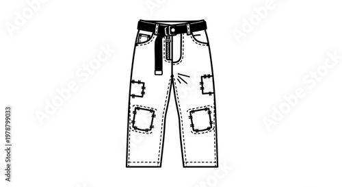 Fashion design of white jeans with belt.