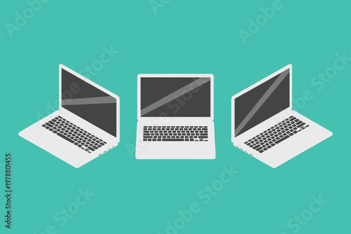 Minimalist of three identical smartphones with dark screens