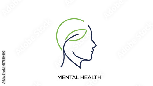 Mental health awareness minimalist line art.