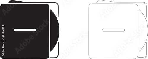 Half-opened sleeve with a vinyl record inside and space for its title. Editable vector template.