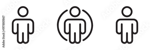 Single person silhouette icon set isolated on white background human figure outlines for web design.