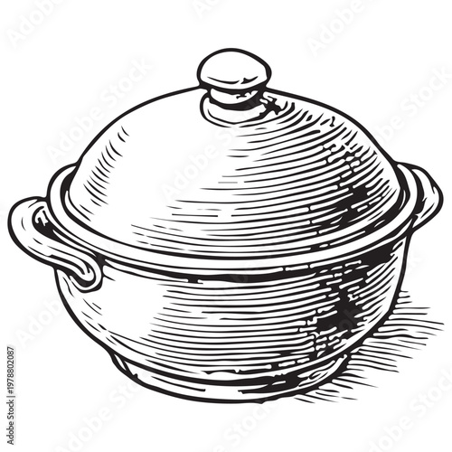 Casserole Pot with Lid Cooking Dish Kitchen Cookware Food Preparation Illustration