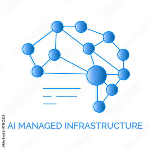 Machine Learning Infrastructure Monoline Icon with Data Network