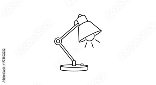 Desk lamp with adjustable arm.
