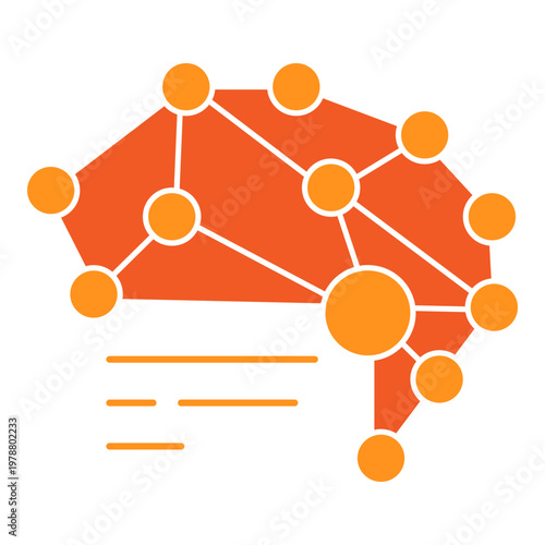 AI System Monoline Icon with Network Connectivity Concept