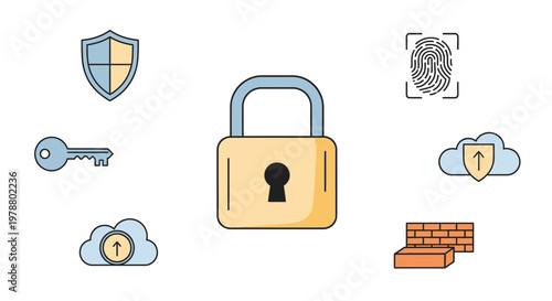 Digital Lock and Security Icons.