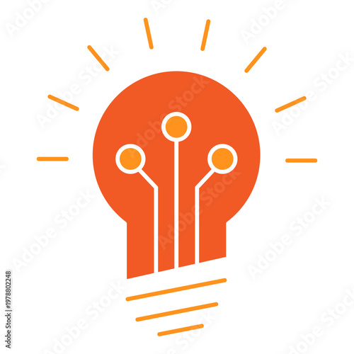 Autonomous Intelligence Monoline Icon with Light Bulb Symbol