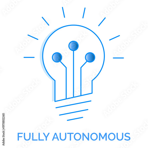AI Automation Monoline Icon with Smart Idea and Digital Brain