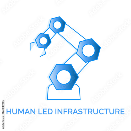 Manufacturing Automation Monoline Icon with Robot Arm