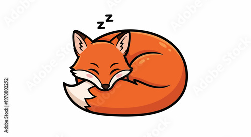 Sleeping Orange Red Fox Curled Up.