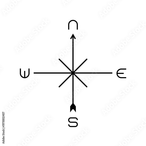 Architectural north arrow and compass outline vector
