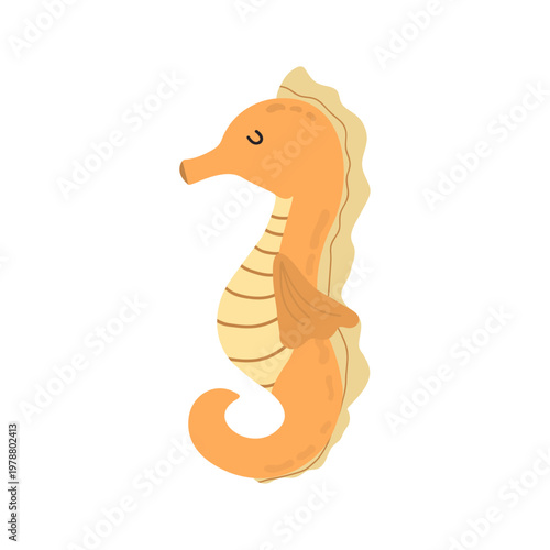 Seahorse Vector Illustration Isolated on White Background. This minimalist marine life design on a white background is perfect for educational materials, nursery decor