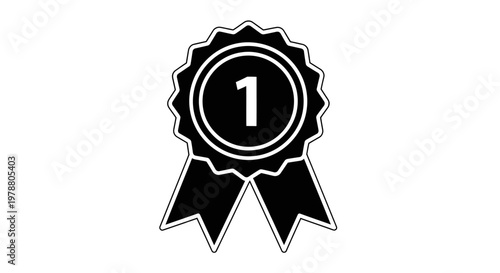 First Place Award Ribbon with Number One Badge