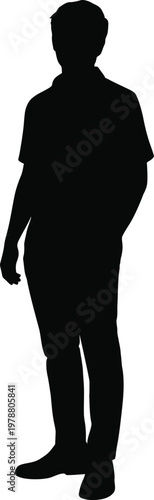 Black silhouette of a man standing with one hand on hip person