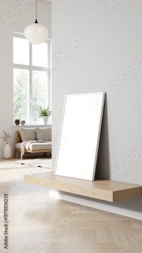 Scandinavian Living Room Poster Mockup Render