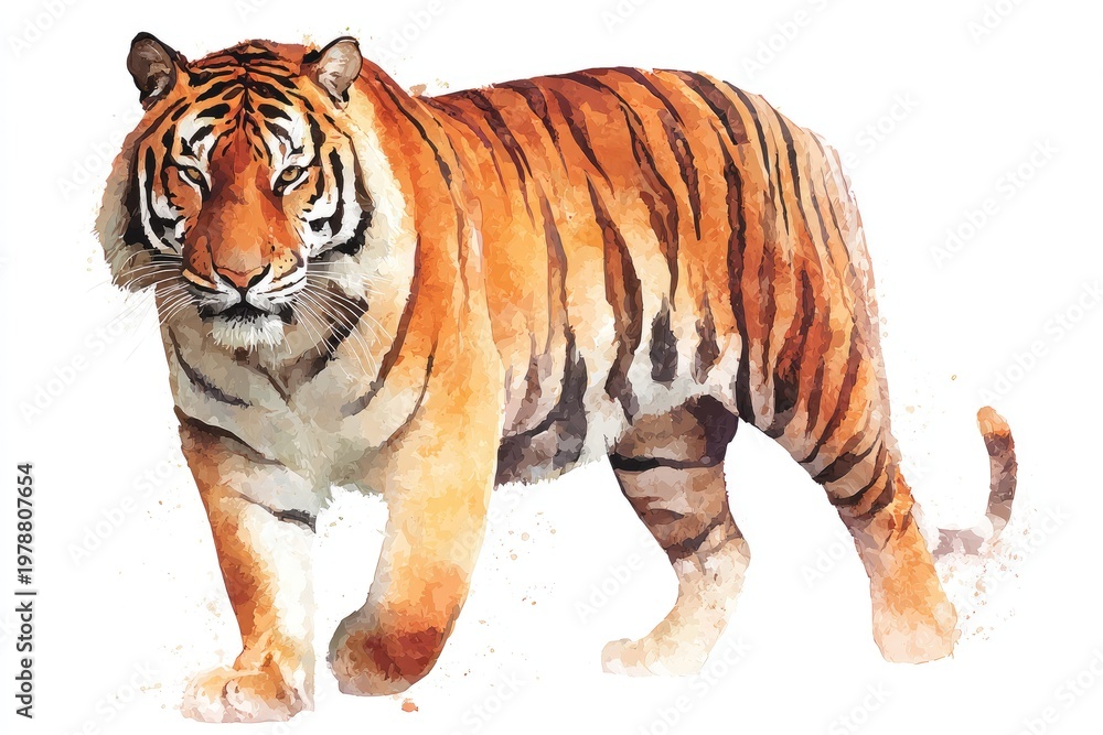 Obraz premium Striking watercolor tiger illustration isolated on white background