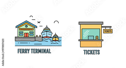 Ferry terminal ticket booth station.