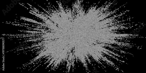 A bright explosion of magic light and abstract grunge texture creates a black and white motion design reminiscent of fireworks in a starry winter sky