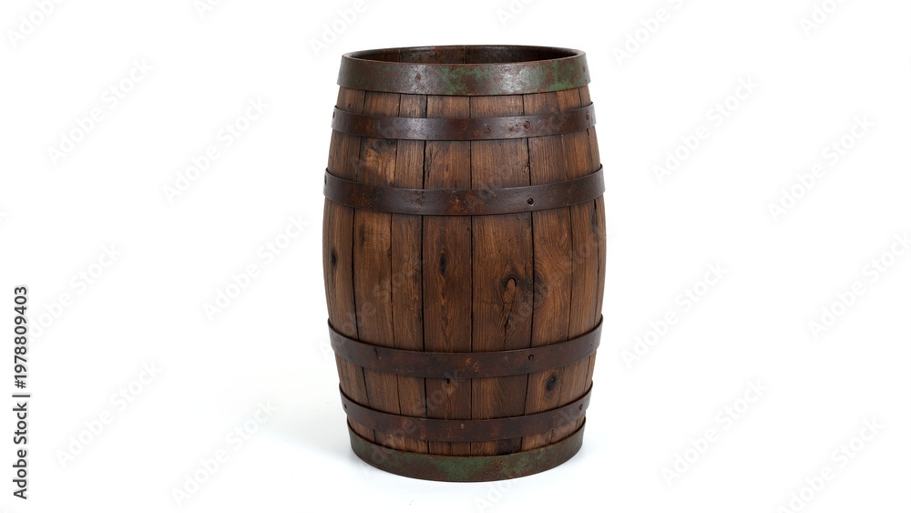 Fototapeta premium Weathered Oak Barrel for Pirate Ship Decor