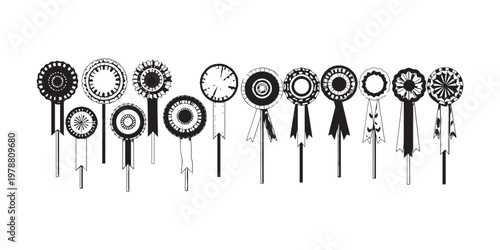 Colorful ribbons and rosettes for award ceremonies and competitions