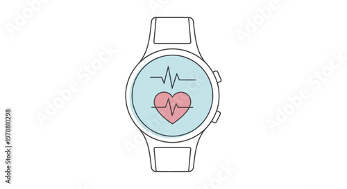 Medical Watch with Heartbeat Symbol.
