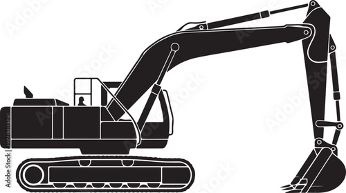 Excavator silhouette isolated vector illustration with out background