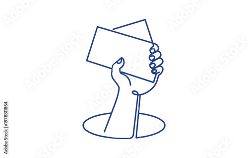 Hand putting ballot paper in box for voting process