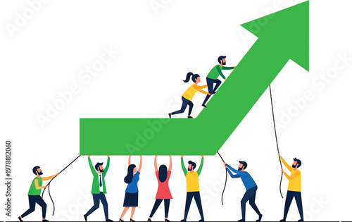 Teamwork propelling growth and success through collective effort Vector