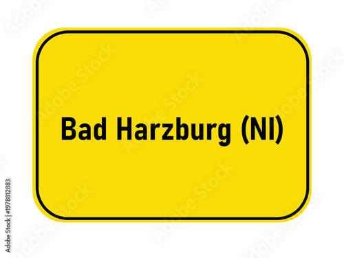 yellow caution sign Germany Bad Harzubur NI