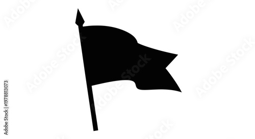 A stark black flag waving gently in the breeze silhouette
