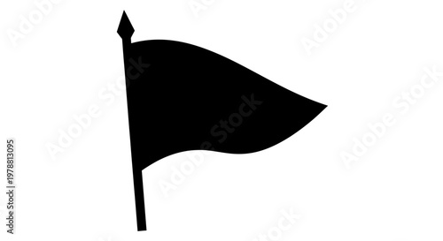 Εκτύπωση καμβά A stark black flag waving on a pole simple silhouette