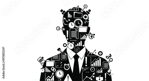 Businessman made of technology and engineering elements
