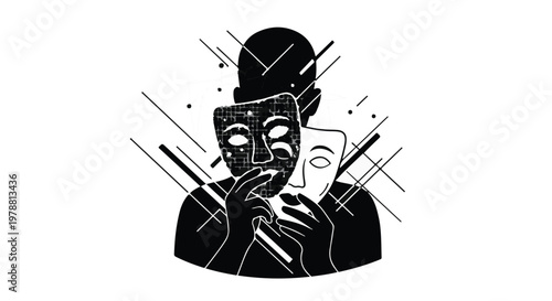 man holding two masks, comedy tragedy, actor