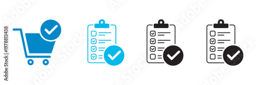 Purchase Order Creation icon set, multiple style collection, business and finance symbols, outline and solid icons, modern editable vector pack
