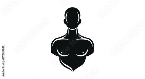 black silhouette of a muscular man's torso