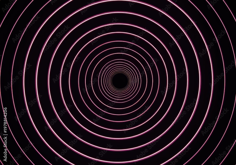 Fototapeta premium Abstract geometric pattern showing expanding concentric rings of light and shadow, representing vibrational energy and deep conceptual agreement, synchronicity, echo, illumination