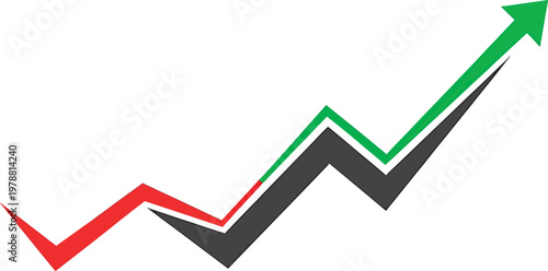 Graphical representation of performance trends with upward trajectory Vector